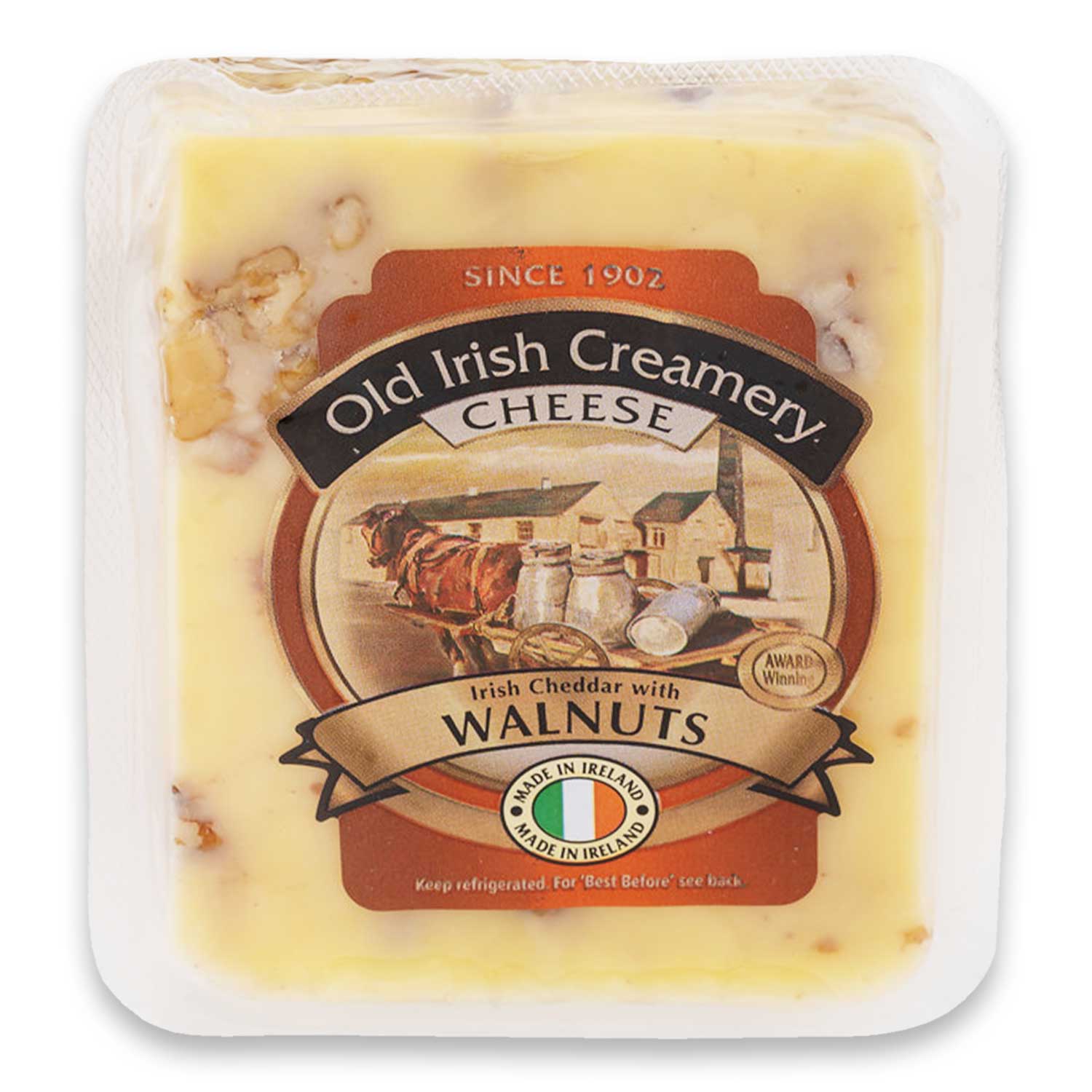 Cheese Irish Cheddar With Walnuts 170g Old Irish Creamery